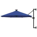 vidaXL Wandparasol met LEDs 300 cm blauw, Tuin en Terras, Parasols, Verzenden, Nieuw, 3 tot 4 meter, Muurparasol