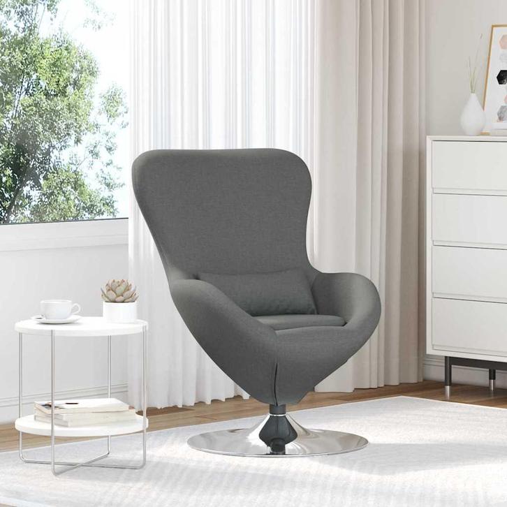 vidaXL Eivormige stoel Donkergrijs 63 x 73 x 90 cm Stof, Huis en Inrichting, Fauteuils, Nieuw, Verzenden