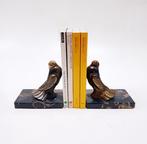 Boekensteunen (2) - paar duiven - Zinklegering, Marmer