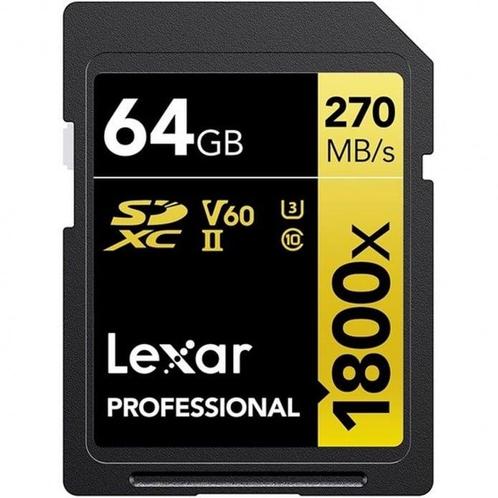 Lexar Professional SDXC 64GB BL 1800X UHS-II V60 Gold, Audio, Tv en Foto, Fotografie | Geheugenkaarten, Nieuw, Ophalen of Verzenden