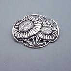 Zilver, Grote Art Deco, Zonnebloemen - Broche - Hooikaas,, Antiek en Kunst
