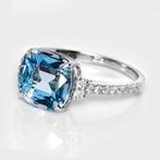 Ring - 14 karaat Witgoud, 3,09ct Intens Blauw - 3.36ct. tw., Nieuw