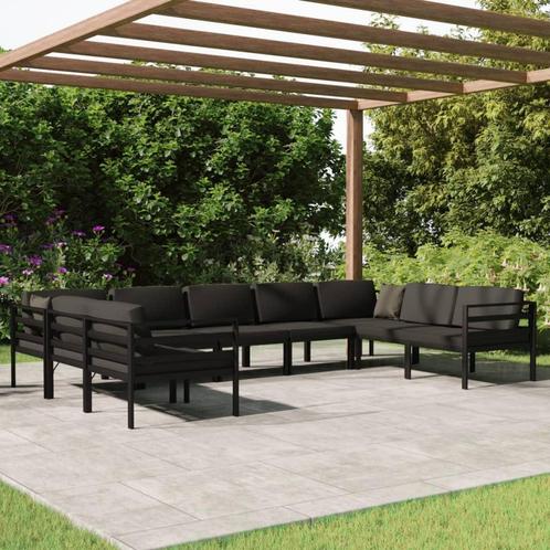 vidaXL 9-delige Loungeset met kussens aluminium, Tuin en Terras, Tuinsets en Loungesets, Loungeset, Nieuw, Aluminium, Verzenden