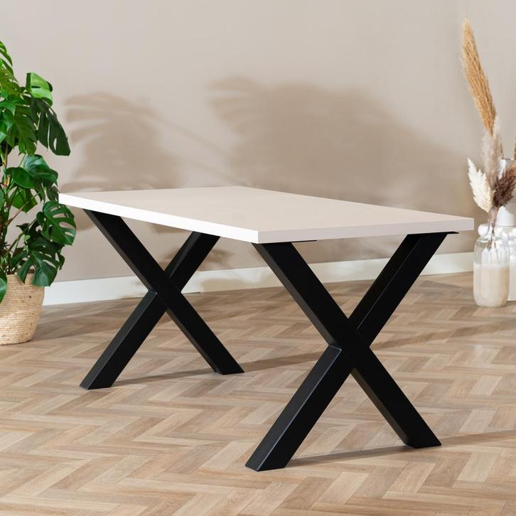 40% Korting: Eettafel Bodo melamine beige 160 x 80 cm, Huis en Inrichting, Tafels | Eettafels, Zo goed als nieuw, Rechthoekig