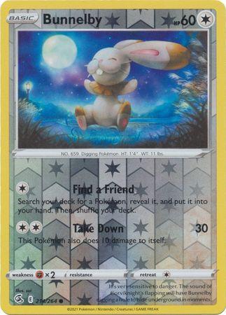 Bunnelby 214/264 reverse holo (Fusion Strike), Hobby en Vrije tijd, Verzamelkaartspellen | Pokémon, Losse kaart, Nieuw, Foil, Ophalen of Verzenden