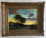 R. de Beeld (XX) - Landschap met bomen bij avondschemering, Antiek en Kunst