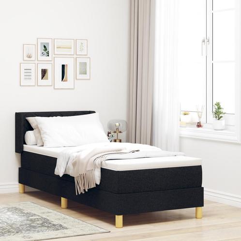 vidaXL Boxspring bed Zwart en Wit en Zwart 80 x 200 cm Stof, Huis en Inrichting, Slaapkamer | Bedden, Zwart, Nieuw, Stof, Verzenden
