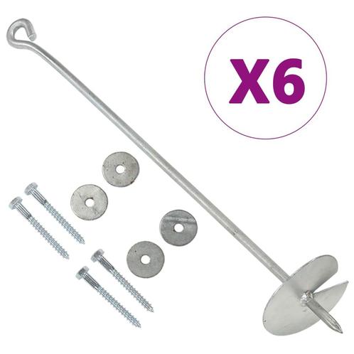 vidaXL Grondankers 6 st 10x60 cm gegalvaniseerd metaal, Doe-het-zelf en Verbouw, IJzerwaren en Bevestigingsmiddelen, Nieuw, Verzenden