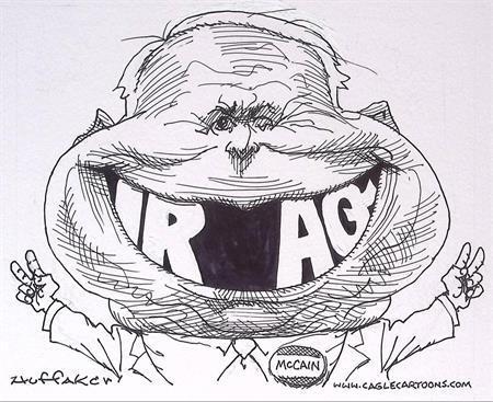 Pentekening Amerika - Mccain tanden (lijst optie), Antiek en Kunst, Kunst | Tekeningen en Foto's, Verzenden
