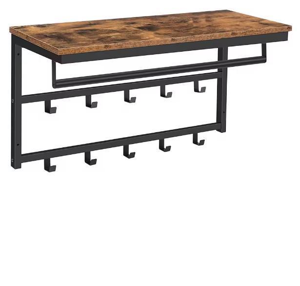 Wandkapstok met Plank en 10 Haken – Industrieel en Praktisch, Huis en Inrichting, Woonaccessoires | Kapstokken, Nieuw, Verzenden