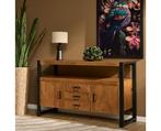Dressoir Boaz 135 cm mango metaal - Naturel | Meubelplaats, Huis en Inrichting, Ophalen of Verzenden, Nieuw