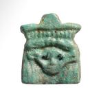 Oud-Egyptisch Faience Hathor Plaque Amulet, Antiek en Kunst