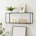 Wandrek Notodden met 2 planken 90x25x35 cm staal zwart [en.c, Huis en Inrichting, Woonaccessoires | Wandplanken en Boekenplanken
