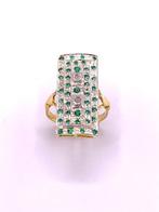 Zonder minimumprijs - Ring Geel goud, Zilver Smaragd -, Nieuw