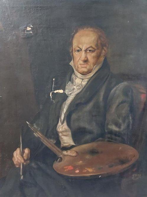 Juan Barba (1915-1982) - Retrato de Francisco de Goya, Antiek en Kunst, Kunst | Schilderijen | Klassiek
