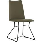 Set van 6 olijf kleur leren eetkamerstoelen Roos, Huis en Inrichting, Stoelen, Nieuw, Leer, Ophalen of Verzenden, Eén