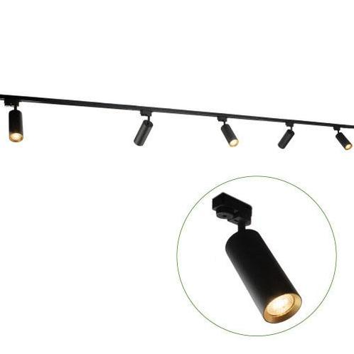 LED 1-fase Rails Zwart met Gouden ring 3 meter Inclusief 5, Huis en Inrichting, Lampen | Plafondlampen, Ophalen of Verzenden