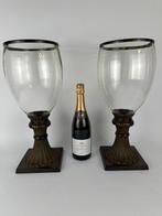 Kandelaar een paar grote windlights (2) - Metaal, Glas, Antiek en Kunst, Curiosa en Brocante