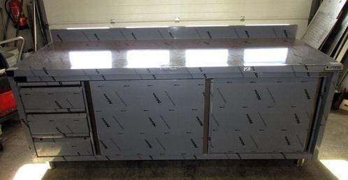 Werktafel met 2 schuifdeuren en 3 laden, B200 x D70 x H83cm, Zakelijke goederen, Kantoor en Winkelinrichting | Winkel en Inventaris