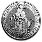 Queens Beast Black Bull of Clarence 2 oz 2018, Verzenden, Losse munt, Zilver