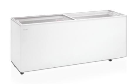 Witte vrieskist met 2 platte glazen schuifdeuren, Zakelijke goederen, Horeca | Keukenapparatuur, Verzenden