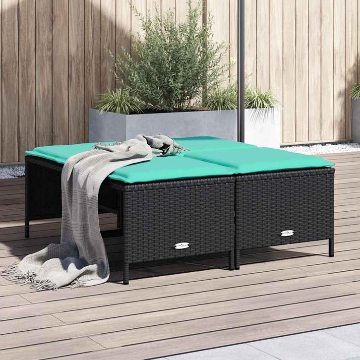 vidaXL Tuinstoelen met kussens 4 stuks zwart polyrotan, Tuin en Terras, Tuinsets en Loungesets, Tuinset, Nieuw, Rotan, Verzenden