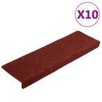 vidaXL Trapmatten Zelfklevend 10 st 65x21x4 cm Bordeaux Rood, Verzenden, Nieuw