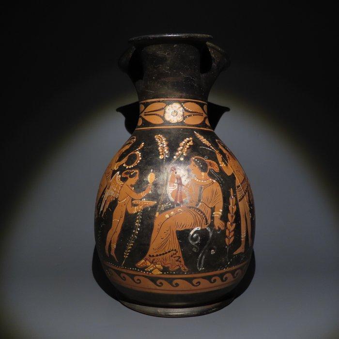 Oud-Grieks Keramiek Oinochoe met Eros en Aphrodite., Verzamelen, Mineralen en Fossielen