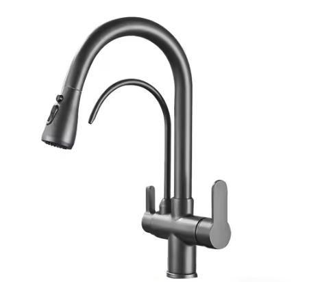 Gouden Keukenkraan met Filter, 2 Uitlopen & Handgrepen, Doe-het-zelf en Verbouw, Sanitair, Nieuw, Verzenden