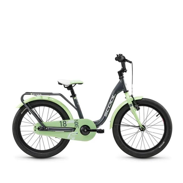 SCOOL niXe 18-1S - Dark Grey/Pastel Green (Jongensfietsen), Fietsen en Brommers, Fietsen | Kinderfietsjes, Nieuw, Ophalen of Verzenden