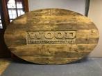 vergadertafel bureau buro met uw logo bedrijfsnaam tekst, Huis en Inrichting, 150 tot 200 cm, Ovaal, Grenenhout, Nieuw