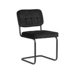 LABEL51 - Eetkamerstoel Vince - Zwart Fluweel - Zwart Metaal, Huis en Inrichting, Stoelen, Nieuw, Industrieel, Twee, Stof