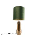 Tafellamp brons velours kap groen met goud 40 cm - Bruut, Huis en Inrichting, Lampen | Tafellampen, Nieuw, Overige materialen