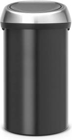Brabantia Touch Bin Prullenbak - 60 liter - Matt Black/Matt, Ophalen of Verzenden, Zo goed als nieuw