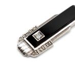 Zilver, 935 Zilver Zwart Onyx & Diamant - Ketting met hanger