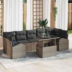 vidaXL Tuin Sofa Set met kussen 8 pcs Grijs Poly riet, Verzenden, Nieuw, Rotan