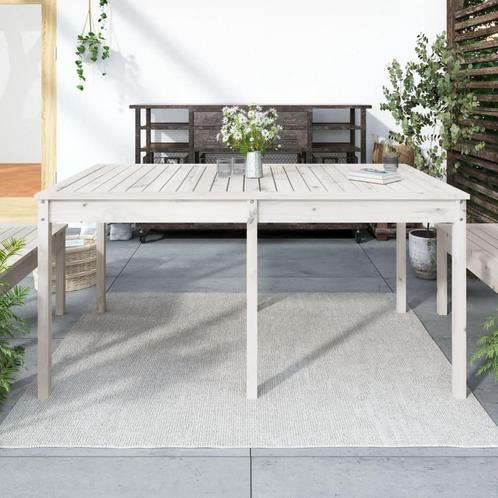 vidaXL Tuintafel 159,5x82,5x76 cm massief grenenhout wit, Tuin en Terras, Tuintafels, Nieuw, Verzenden