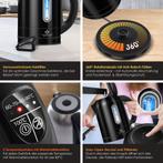 Waterkoker met temperatuurregeling - RVS - 1.7L - 2200W - Zw, Witgoed en Apparatuur, Verzenden, Zo goed als nieuw