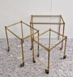 Franse Set Bijzettafels/Trolleys Hollywood Regency stijl -
