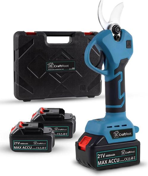 CraftRoot® Elektrische Snoeischaar Incl. Opbergkoffer en 2X, Muziek en Instrumenten, Behuizingen en Koffers, Zo goed als nieuw