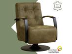 Leren draaifauteuil Mind - Kenia Olive (olijf) -, Nieuw, Ophalen of Verzenden, 50 tot 75 cm, Industrieel, Modern