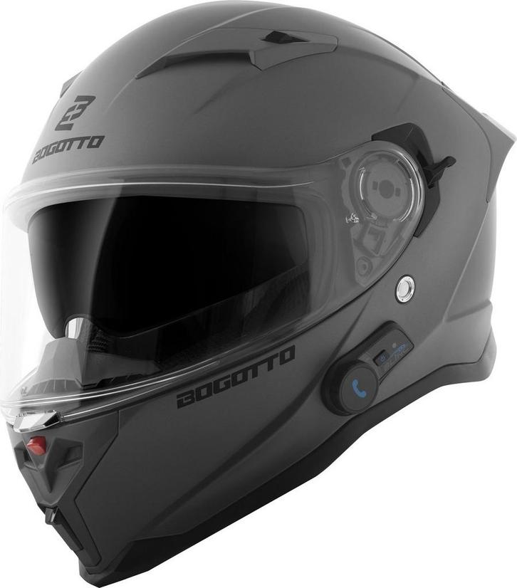 Bogotto H153 BT Mat Grijs Bluetooth Helm, Motoren, Kleding | Motorhelmen, M, Nieuw met kaartje, Overige merken, Integraalhelm