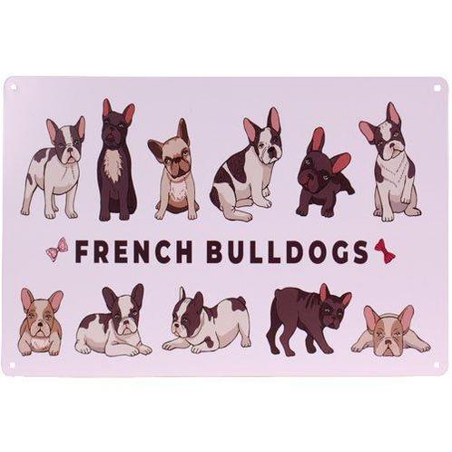 Metalen plaatje Franse Bulldogs - French Bulldogs - 33x21 cm, Huis en Inrichting, Woonaccessoires | Tekstborden en Spreuken, Nieuw