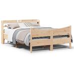 vidaXL Bedframe met hoofdbord massief grenenhout 120x190 cm, Huis en Inrichting, Slaapkamer | Bedden, Bruin, Verzenden, Nieuw