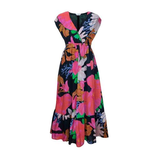 Frogbox • zwarte maxi jurk met bloemen • 36, Kleding | Dames, Jurken, Zwart, Nieuw, Maat 36 (S), Verzenden