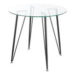 [en.casa] Glazen tafel Huittinen rond 72x80 cm zwart en tran, Huis en Inrichting, Tafels | Eettafels, Verzenden, Nieuw