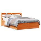 vidaXL Bedframe met hoofdbord massief grenenhout wasbruin, Huis en Inrichting, Slaapkamer | Bedden, Bruin, Verzenden, Nieuw, 190 cm of minder