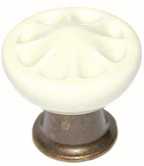 Knop Porselein Crème en Brons 33 mm, Doe-het-zelf en Verbouw, Hang- en Sluitwerk, Nieuw, Ophalen of Verzenden