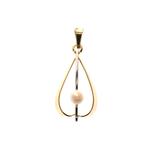 Bicolor gouden hanger met parel (witgoud, sierlijk), Ophalen of Verzenden, Gebruikt, Goud, Overige merken