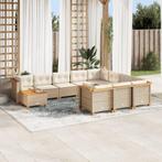 vidaXL 11-delige Tuinset met kussens poly rattan beige, Tuin en Terras, Verzenden, Nieuw, Rotan, Tuinset